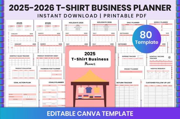 Download 2025-2026 T-Shirt Business Planner Canva - Premium Resources