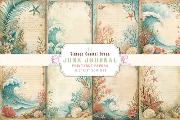Download Vintage Coastal Ocean Junk Journal Pages - Premium Resources