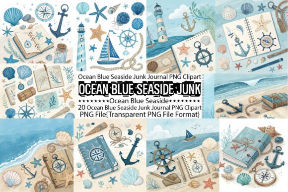 Download Ocean Blue Seaside Junk Journal Bundle - Premium Bundle